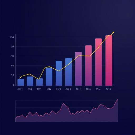 Animatie van verschillende datavisualisaties, zoals grafieken en diagrammen die oplopende trends tonen.